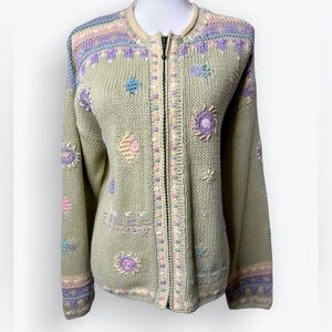 Vintahe Easter Embroidered heavy weight Cardigan Women’s -Monterrey bay Size XL